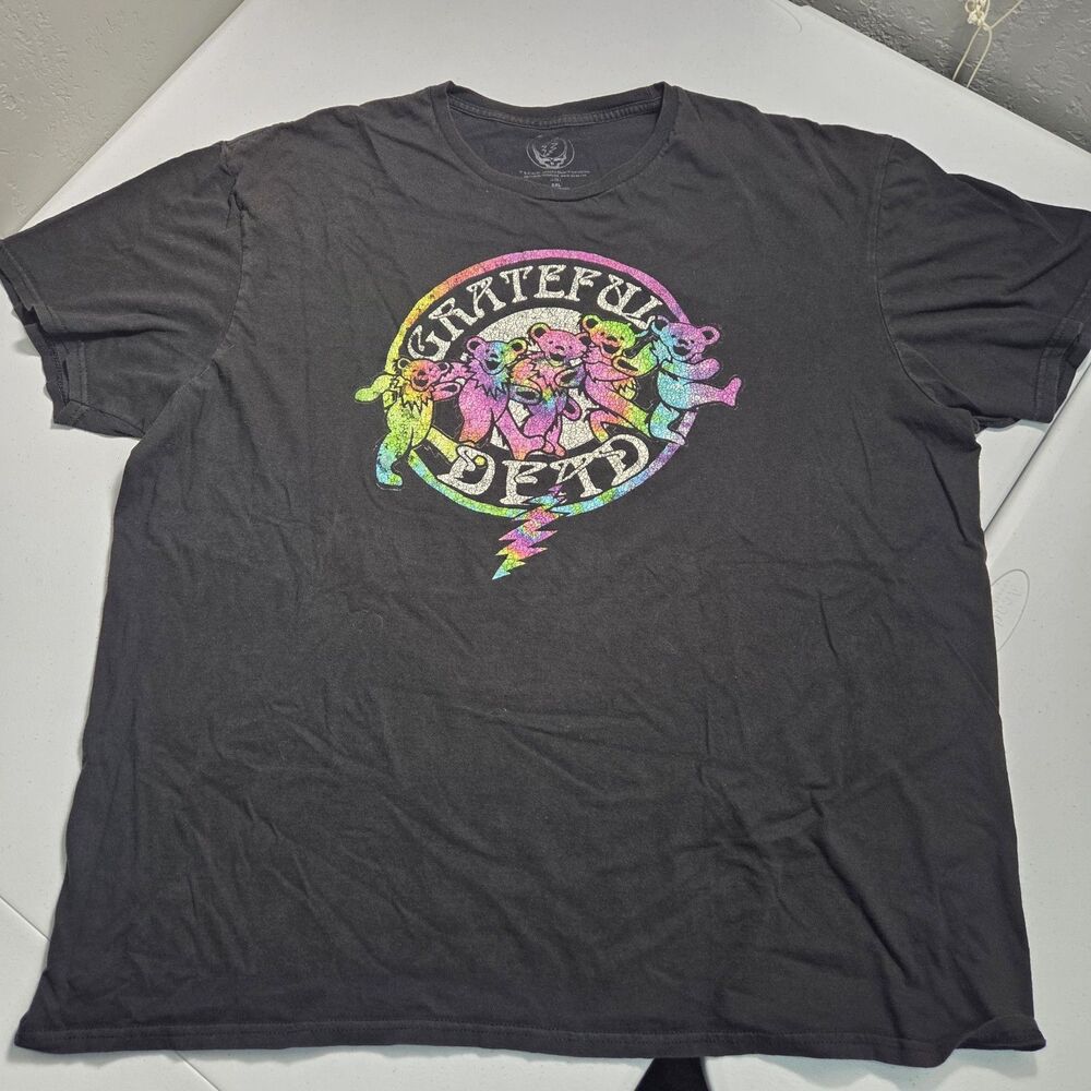 Grateful Dead T-Shirt Mens 2XL Charcoal Dancing Bears Tie-Dye Bolt Graphic Tee